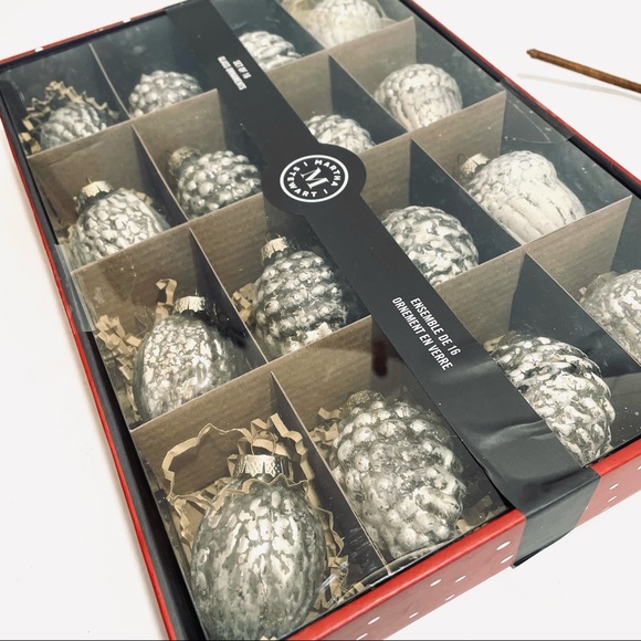 Martha Stewart Silver Mercury Glass Pinecone acorn Christmas Ornaments S… - Picture 4 of 9